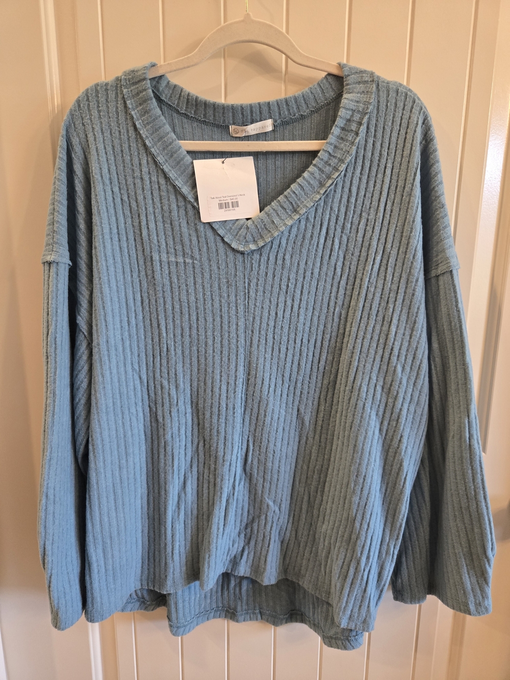 FSL Apparel Oversized Ribbed V-Neck Sweater – Light Blue Size M - NWT